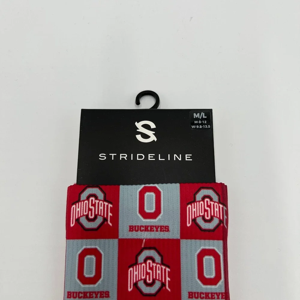 Strideline Ohio‎ State Buckeyes Crew Socks M/L Red Grey 70s NCAA